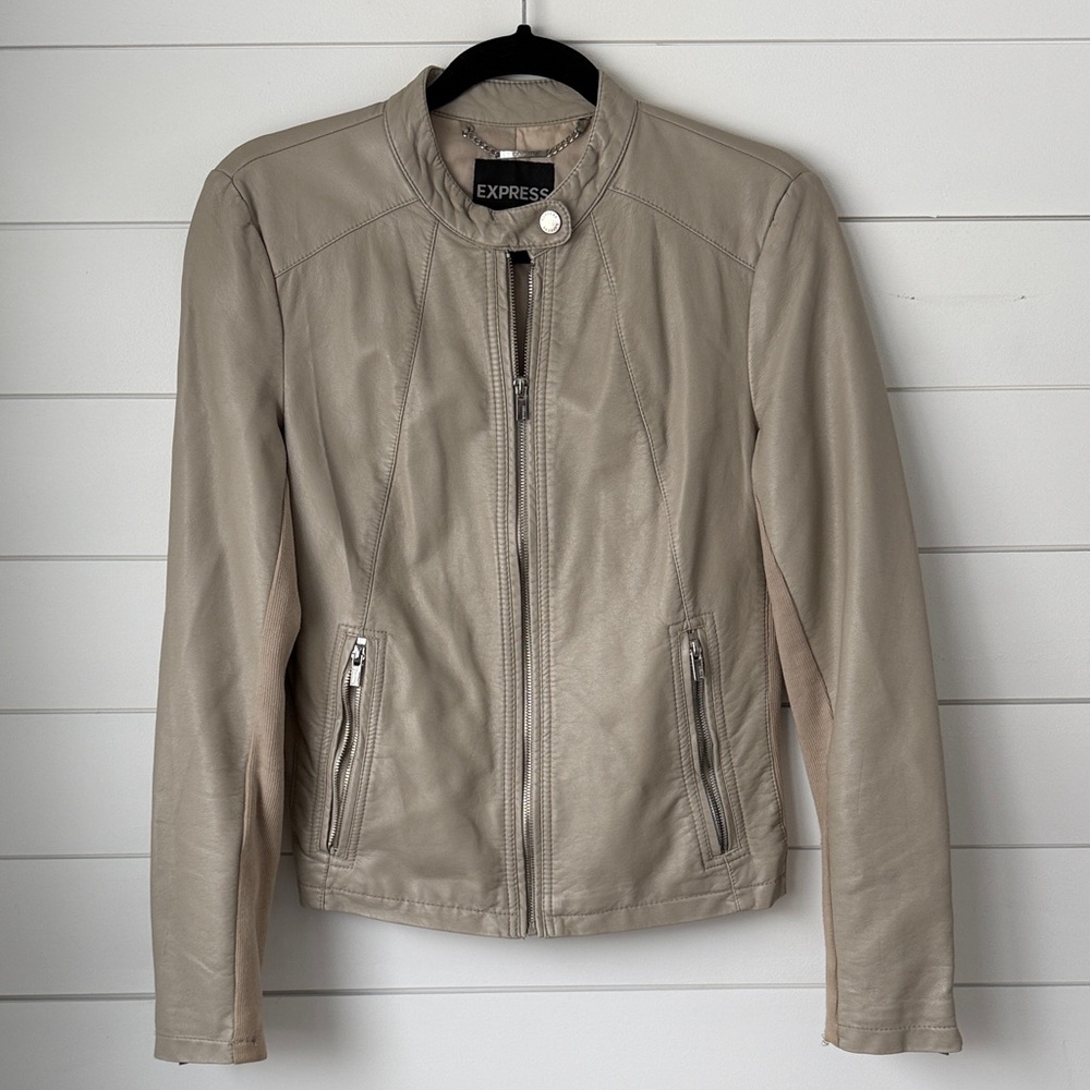 Express Women's Beige Faux Leather Jacket